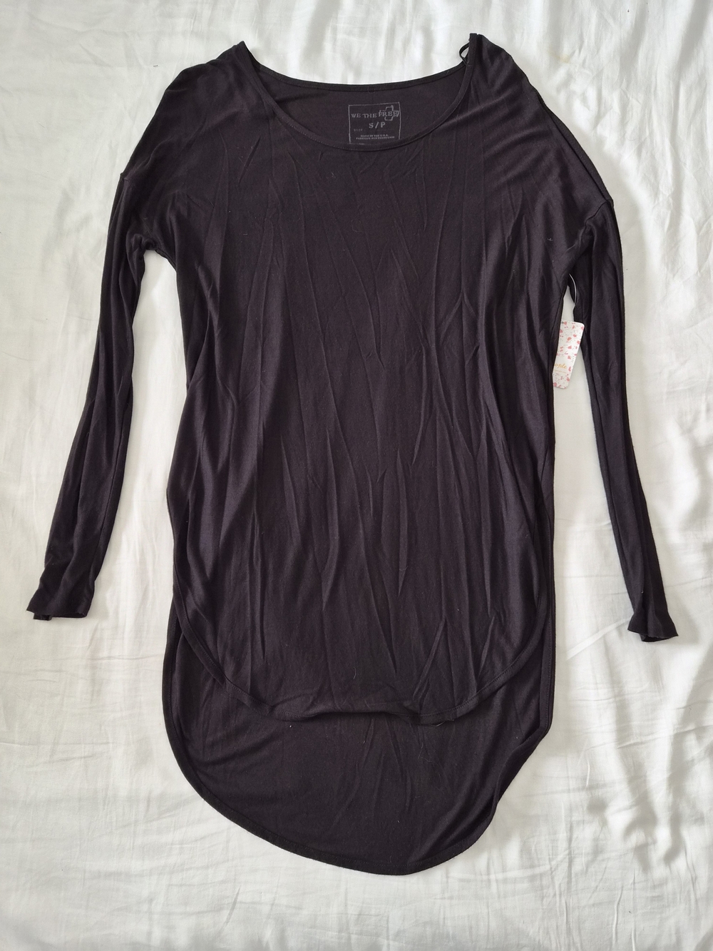 We The Free Black Long Sleeve Scoop Hem Tunic
